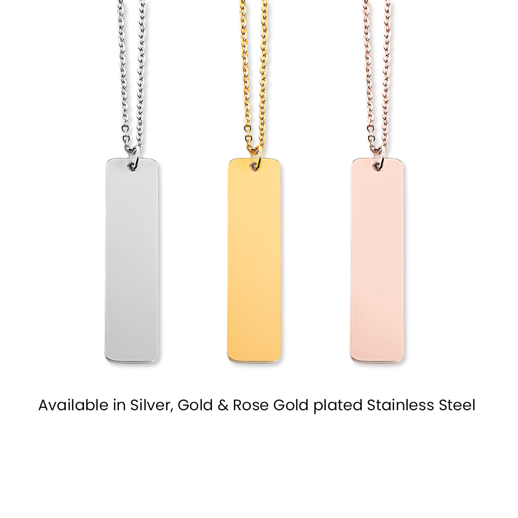 This image shows each colour variation for the custom Spotify necklace, silver, gold and rose gold plated stainless steel.