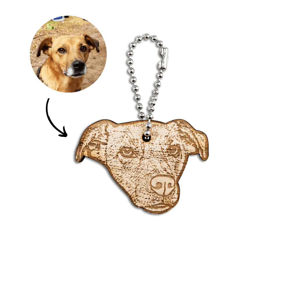 Wooden Pet Portrait Keychain - Bijouxelry