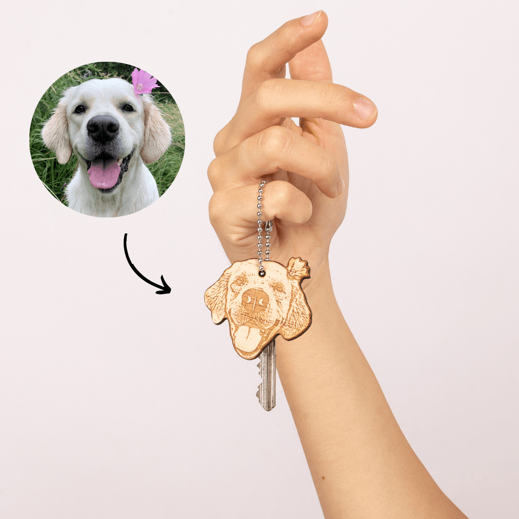 Wooden Pet Portrait Keychain - Bijouxelry