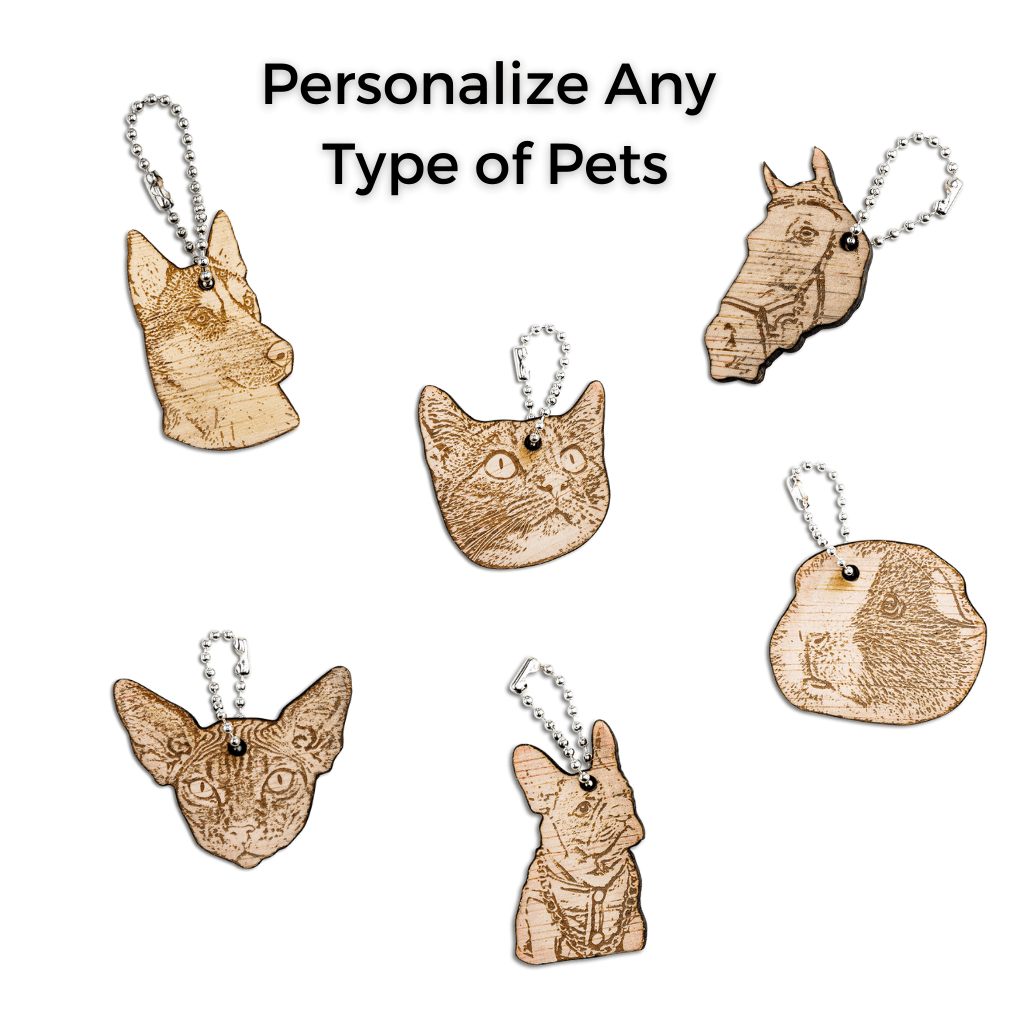 Wooden Pet Portrait Keychain - Bijouxelry